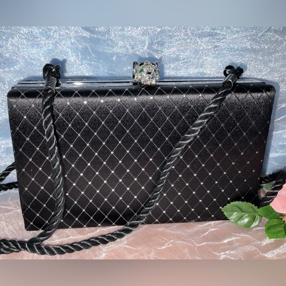 Clutch Bag, Kenneth J Lane Vintage Leopard/Rhinestone Clutch - Picture 1 of 9